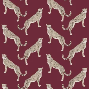 Nicole Miller New York Guepardo Oxblood Peel & Stick Wallpaper