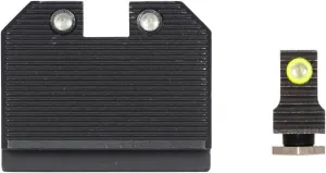 Night Fision Optics Ready Stealth .469-.494 Night Sight Set for Glock 17/19/34 Designed for DPP/509t/Acro, Yellow Front Ring, Black Rear Rings