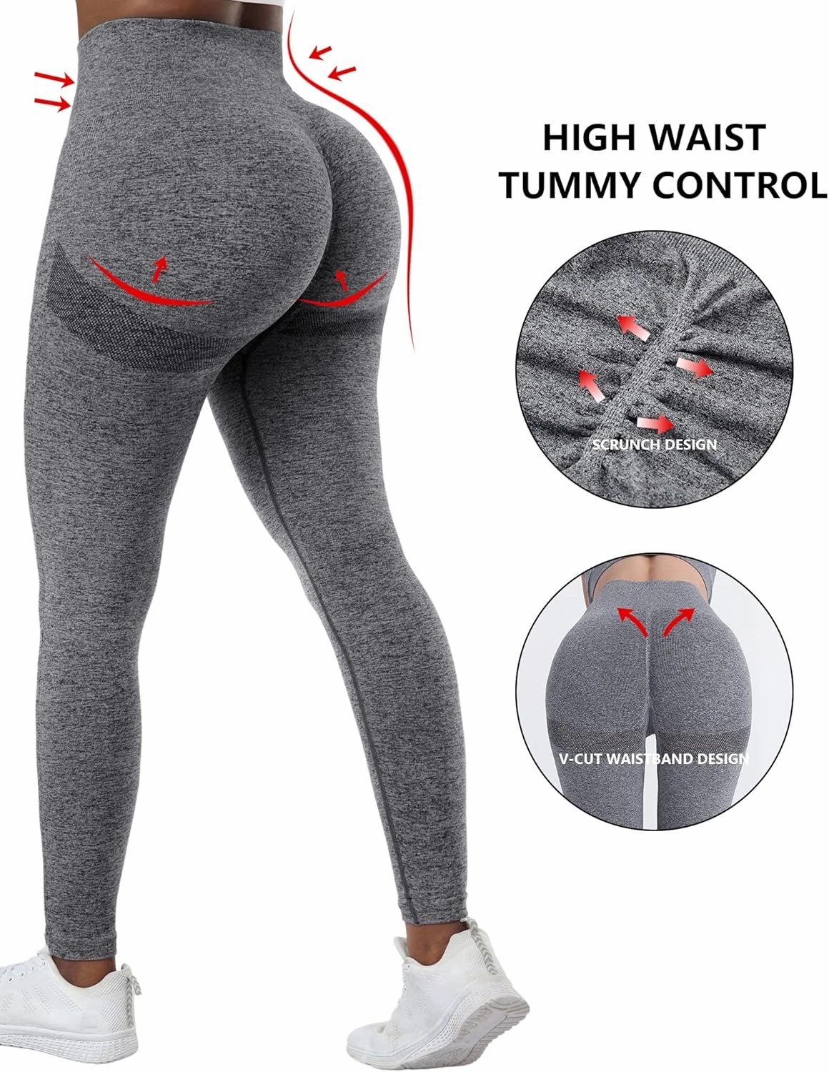 NORMOV 4 Piece Butt Lifting Workout Leggings for Women, Seamless Gym Scrunch Booty Lifting Sets