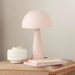 Nourison EPT01 16" Metal Mushroom Table Modern, Retro, Desk, Bedside, Living Room, Office Lamp, Small, Blush Pink