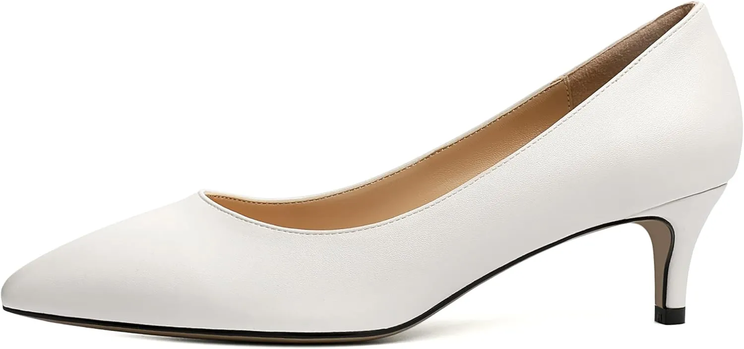 NUMALEO Womens Dating Dress Solid Pointed Toe Slip On Casual Kitten Low Heel Pumps Shoes 2 Inch
