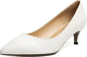 NUMALEO Womens Dating Dress Solid Pointed Toe Slip On Casual Kitten Low Heel Pumps Shoes 2 Inch