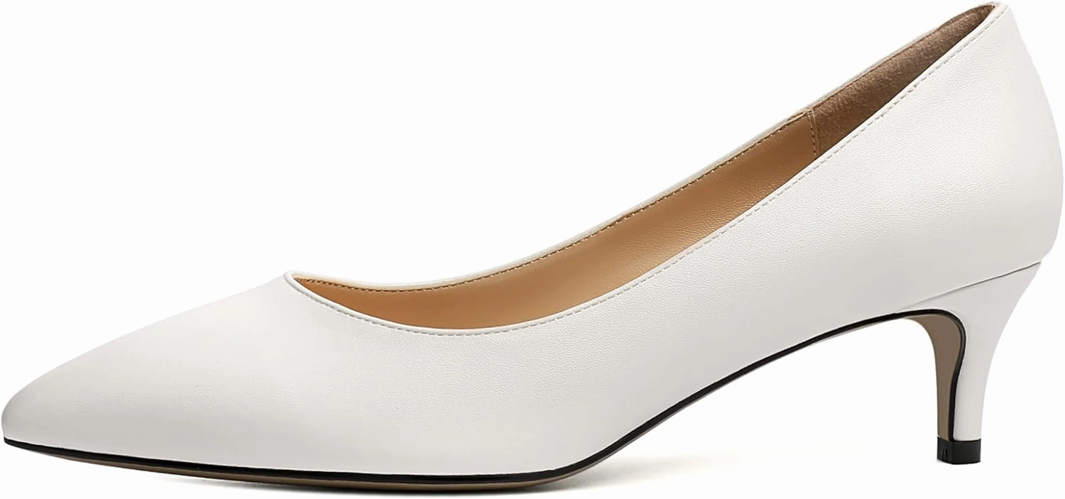 NUMALEO Womens Dating Dress Solid Pointed Toe Slip On Casual Kitten Low Heel Pumps Shoes 2 Inch