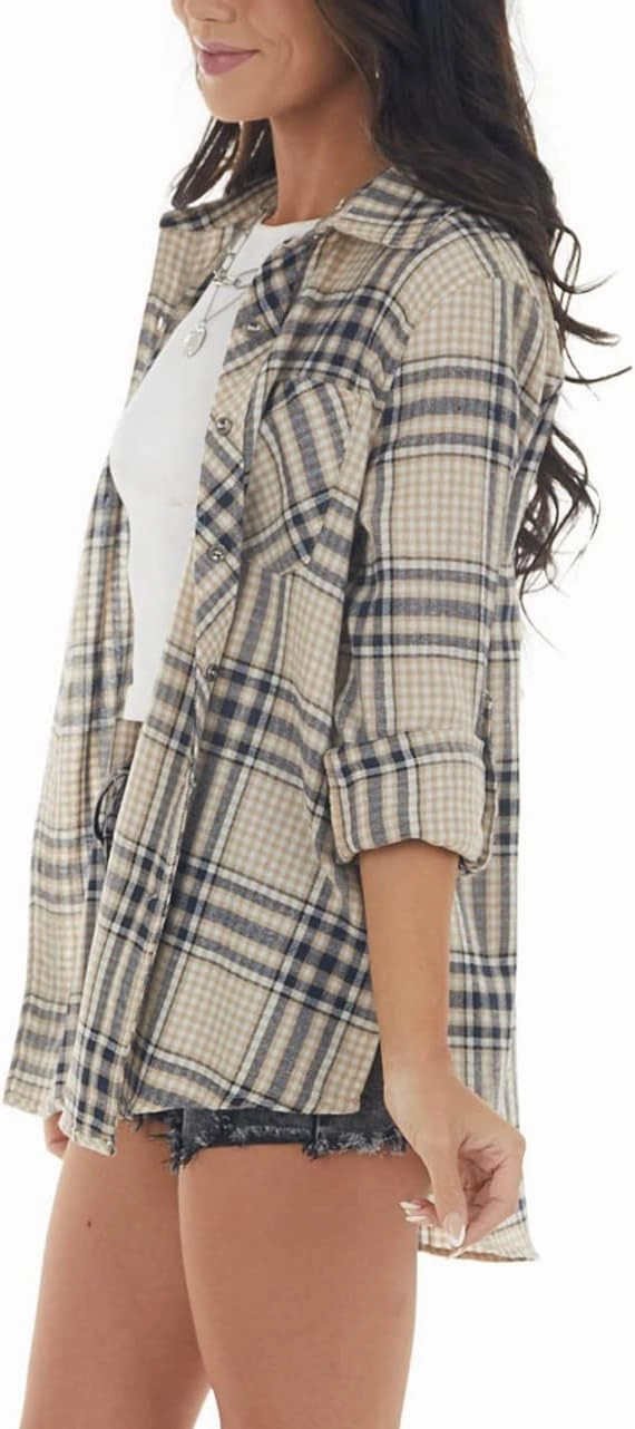 NUOREEL Women Corduroy Shirts Casual Long Sleeve Button Down Blouses Top