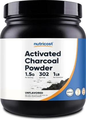 Nutricost Activated Charcoal Powder 1lb - Food Grade Powder, Toothpaste, Facemask, Odor Control, Vegetarian, Gluten Free, Non-GMO