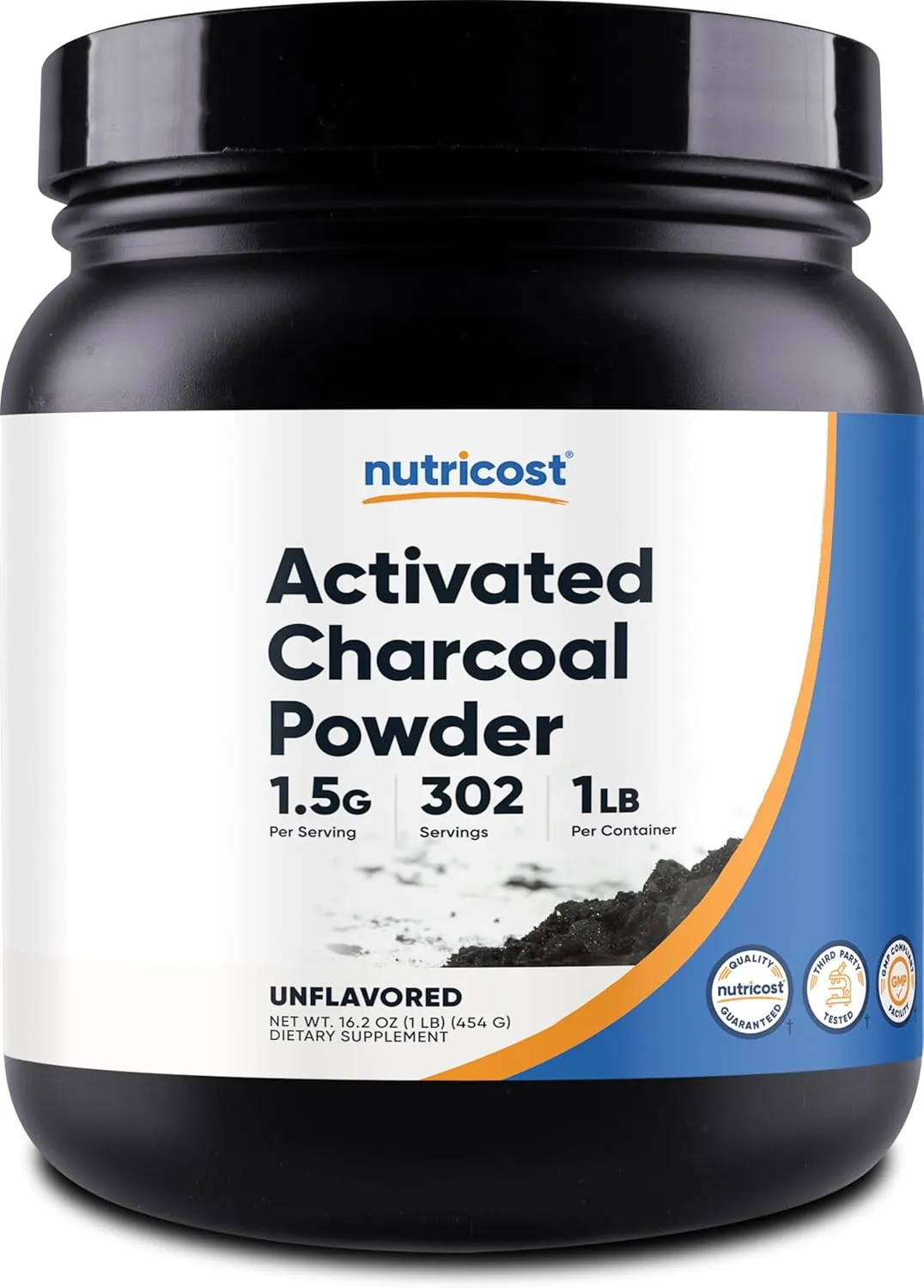 Nutricost Activated Charcoal Powder 1lb - Food Grade Powder, Toothpaste, Facemask, Odor Control, Vegetarian, Gluten Free, Non-GMO