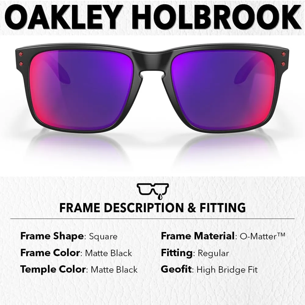 Oakley OO9102 HOLBROOK Square Sunglasses for Men - High Bridge Fit - USA Flag Cleaning Kit and Leash - PREMIUM BUNDLE