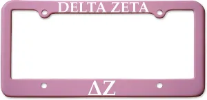 Officially Licensed Delta Zeta License Plate Frame - Matte Pink