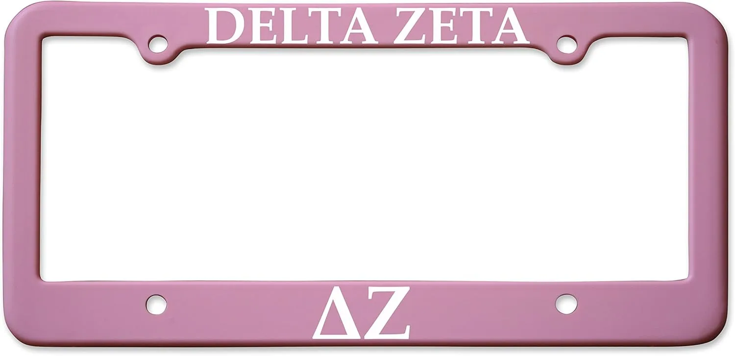 Officially Licensed Delta Zeta License Plate Frame - Matte Pink