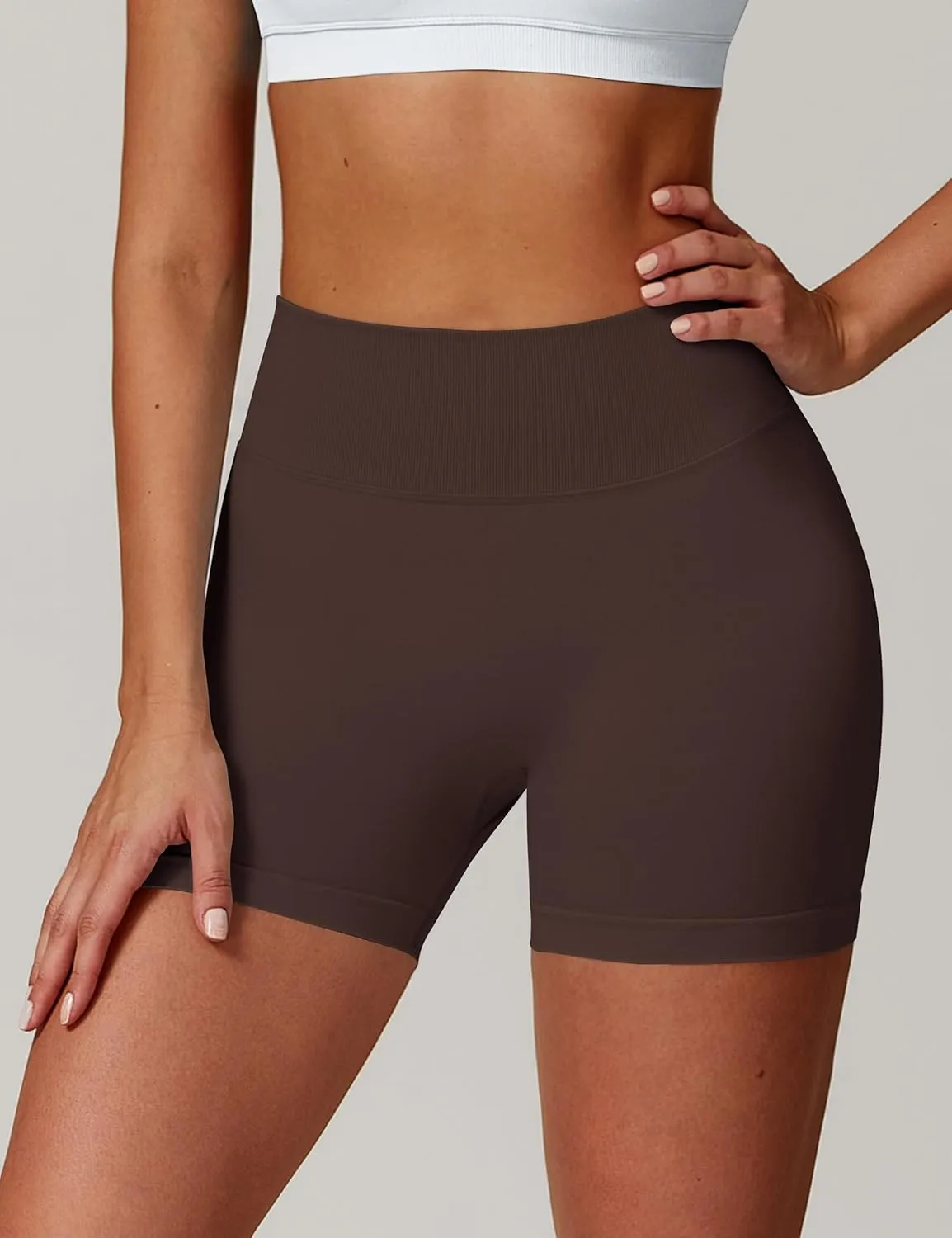 OLCHEE Womens Workout Shorts Seamless Scrunch Butt Lifting 3 Pack Yoga Gym Athletic High Waisted Tummy Control Booty 4.1"