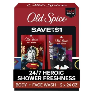 Old Spice Team Pack Man of Tomorrow and Dark Knight Body Wash Set | Includes 2-24 Fl Oz Body & Face Wash