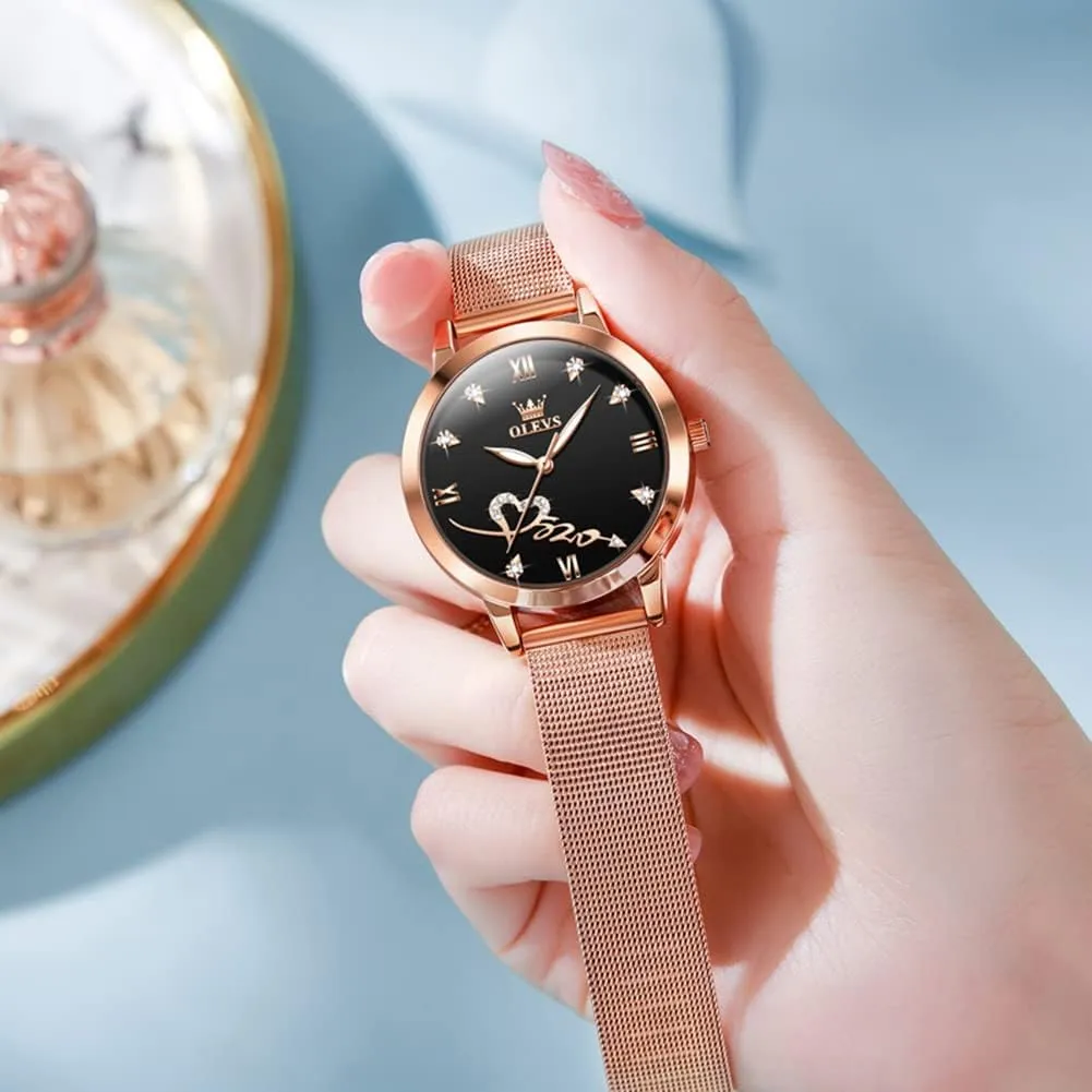 OLEVS Ladies Watches Rose Gold Japanese Quartz Female Watches for Women Waterproof Stainless Steel Casual Dress Lady Wrist Watches