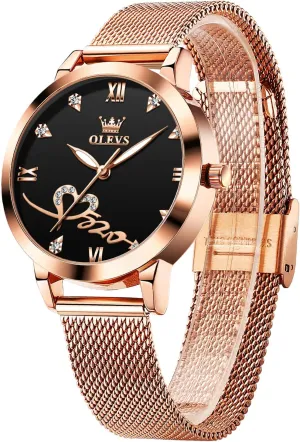 OLEVS Ladies Watches Rose Gold Japanese Quartz Female Watches for Women Waterproof Stainless Steel Casual Dress Lady Wrist Watches