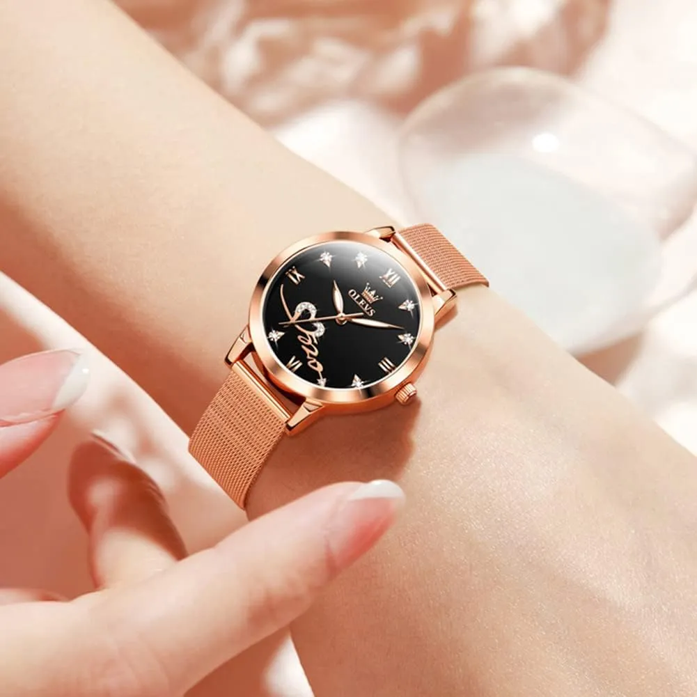 OLEVS Ladies Watches Rose Gold Japanese Quartz Female Watches for Women Waterproof Stainless Steel Casual Dress Lady Wrist Watches
