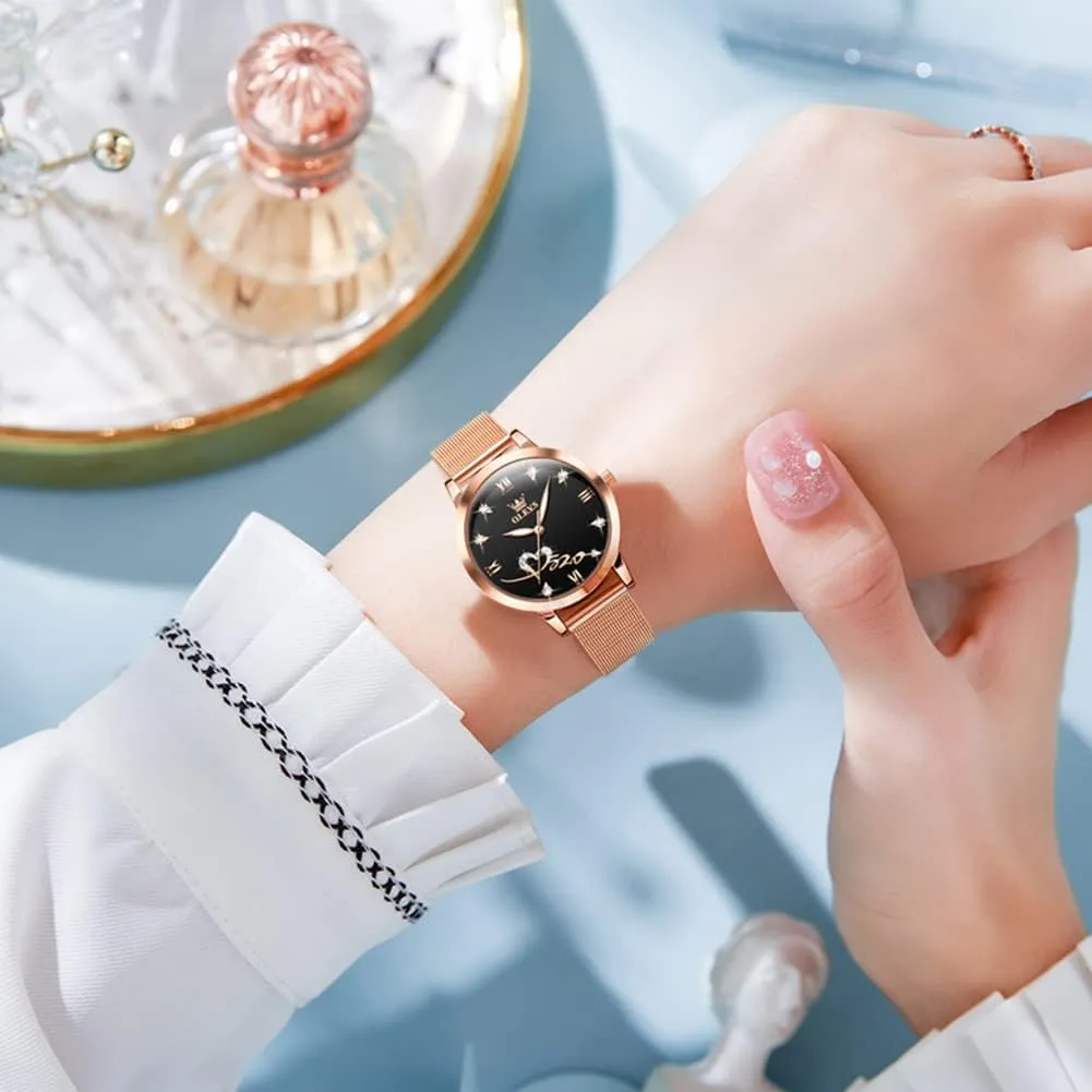 OLEVS Ladies Watches Rose Gold Japanese Quartz Female Watches for Women Waterproof Stainless Steel Casual Dress Lady Wrist Watches