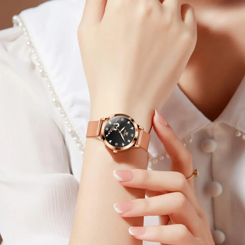 OLEVS Ladies Watches Rose Gold Japanese Quartz Female Watches for Women Waterproof Stainless Steel Casual Dress Lady Wrist Watches