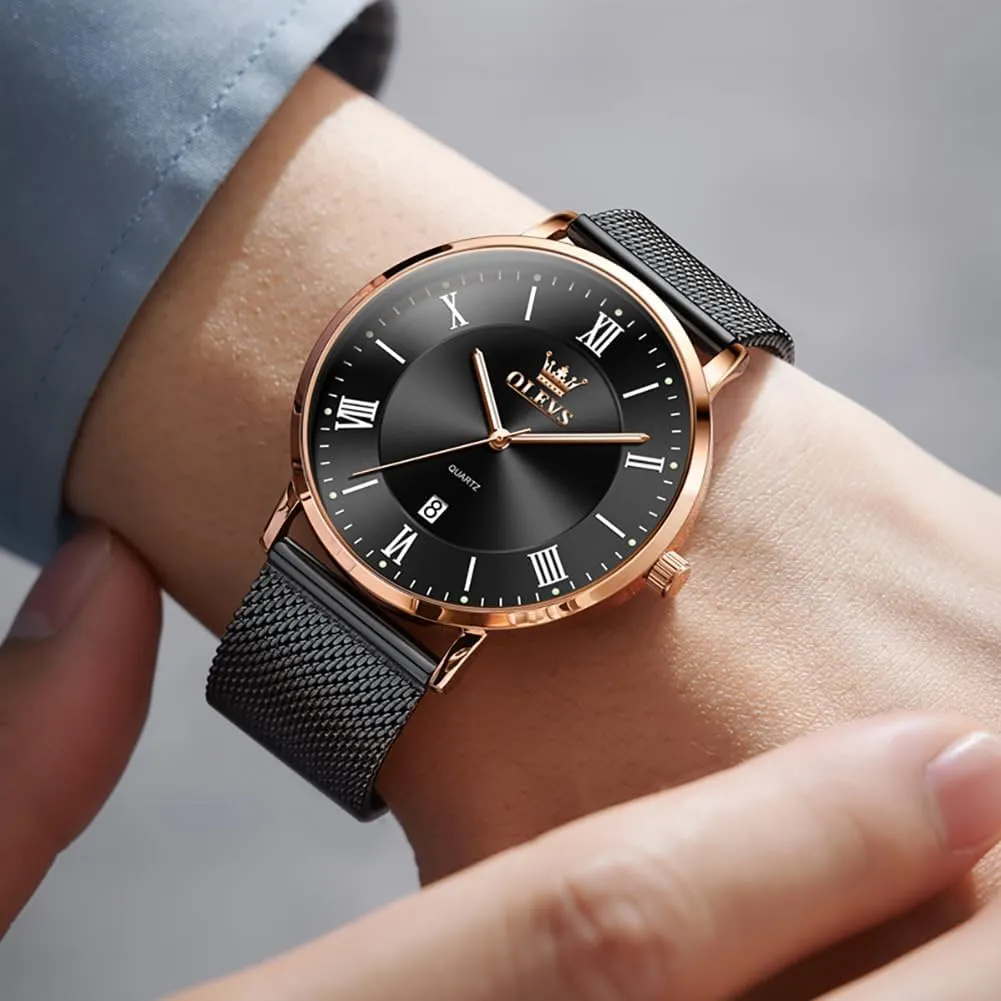 OLEVS Mens Gold Watches Analog Quartz Business Dress Watch Day Date Stainless Steel Classic Luxury Luminous Waterproof Casual Male Wrist Watches