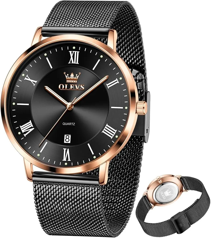 OLEVS Mens Gold Watches Analog Quartz Business Dress Watch Day Date Stainless Steel Classic Luxury Luminous Waterproof Casual Male Wrist Watches