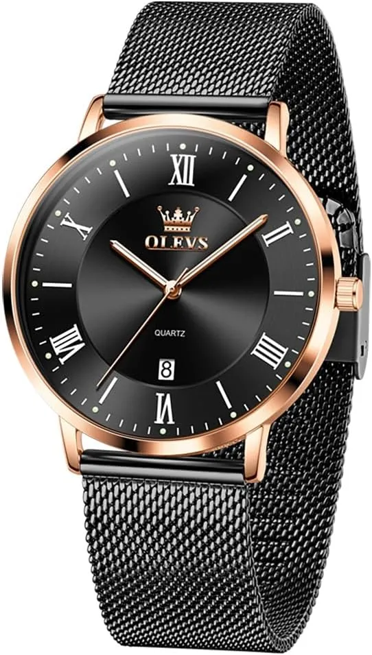 OLEVS Mens Gold Watches Analog Quartz Business Dress Watch Day Date Stainless Steel Classic Luxury Luminous Waterproof Casual Male Wrist Watches