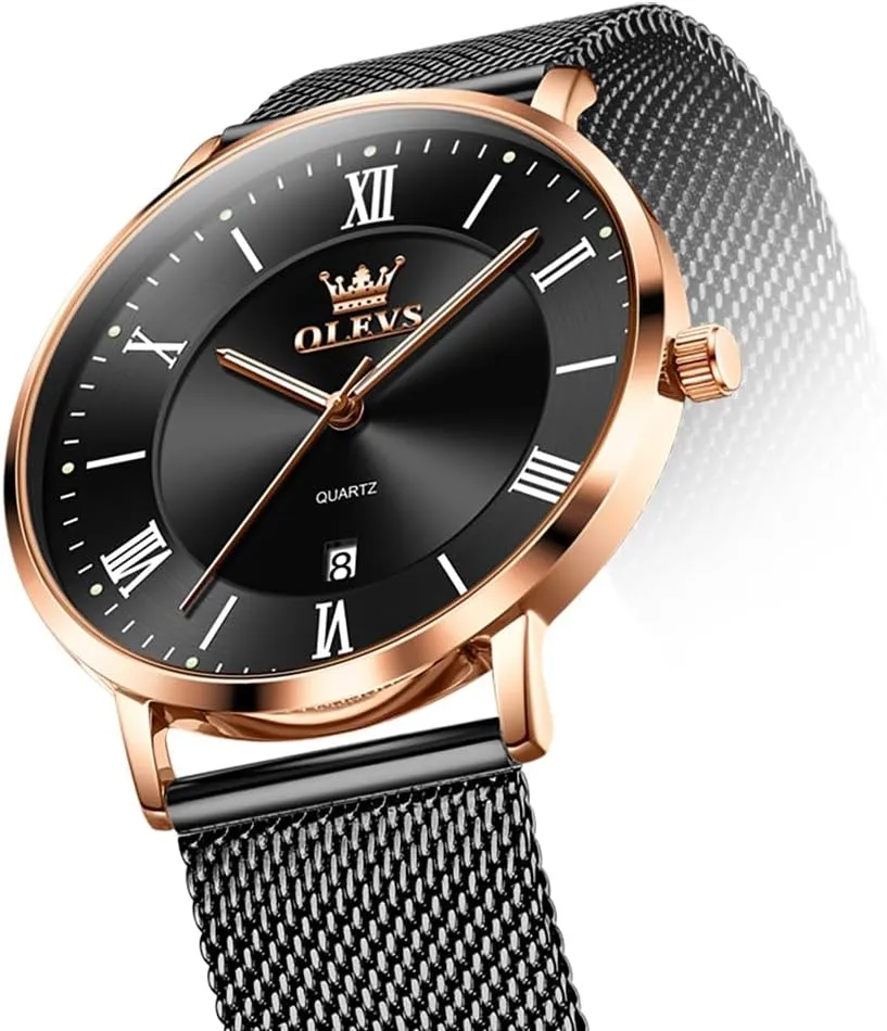 OLEVS Mens Gold Watches Analog Quartz Business Dress Watch Day Date Stainless Steel Classic Luxury Luminous Waterproof Casual Male Wrist Watches