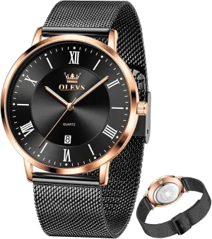 OLEVS Mens Gold Watches Analog Quartz Business Dress Watch Day Date Stainless Steel Classic Luxury Luminous Waterproof Casual Male Wrist Watches