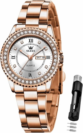 OLEVS Ladies Watches Rose Gold Japanese Quartz Female Watches for Women Waterproof Stainless Steel Casual Dress Lady Wrist Watches