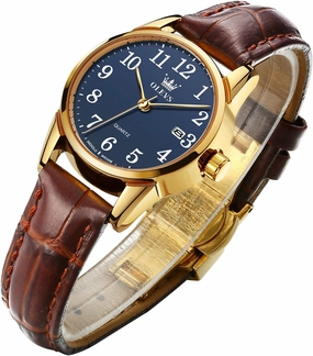 OLEVS Women's Business Dress Watches for Ladies Female Brown Leather Strap Small Face Dress Analog Quartz Wrist Watch with Calendar Day Date Waterproof Luminous Gift Classic Casual Retro Band