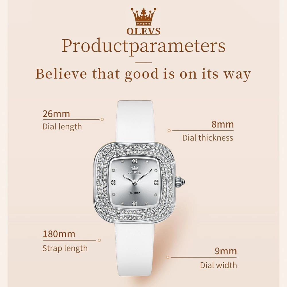 OLEVS Women's Business Dress Watches for Ladies Female Brown Leather Strap Small Face Dress Analog Quartz Wrist Watch with Calendar Day Date Waterproof Luminous Gift Classic Casual Retro Band