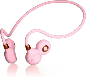 Open Ear Headphones, Air Conduction Wireless Headphones, Bluetooth 5.3 Sport Earbuds, Premium Sound, Clear Call Call, Lightweight Earphones with Hair Band for Cycling (Pink)
