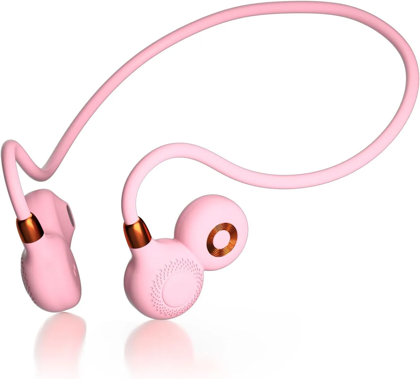 Open Ear Headphones, Air Conduction Wireless Headphones, Bluetooth 5.3 Sport Earbuds, Premium Sound, Clear Call Call, Lightweight Earphones with Hair Band for Cycling (Pink)