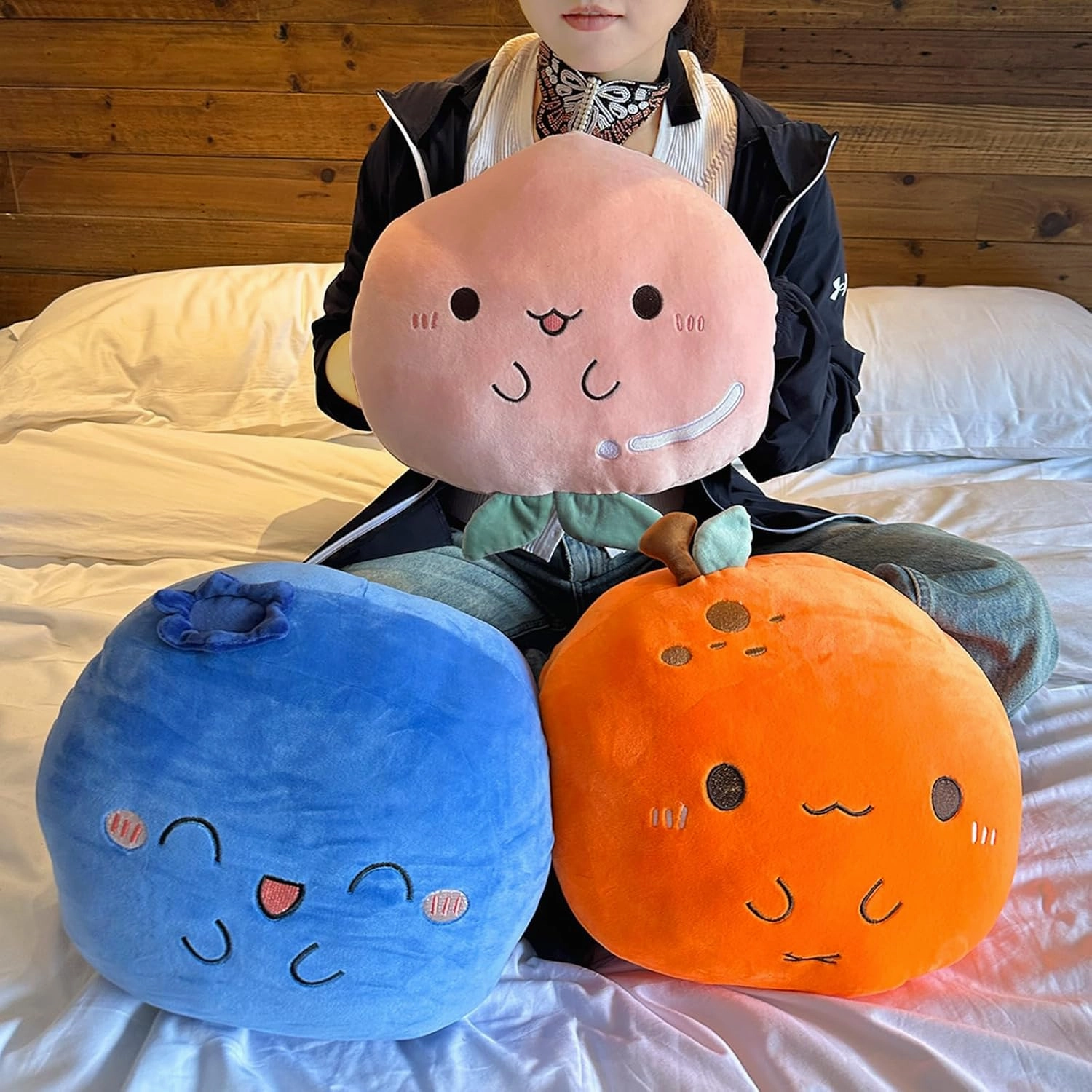 Orange Plush Pillow, Fruit Stuffed Animal, Food Plush Pillow with Hand Pocket, Gift for Kids Adults (12.9 * 12.2in)