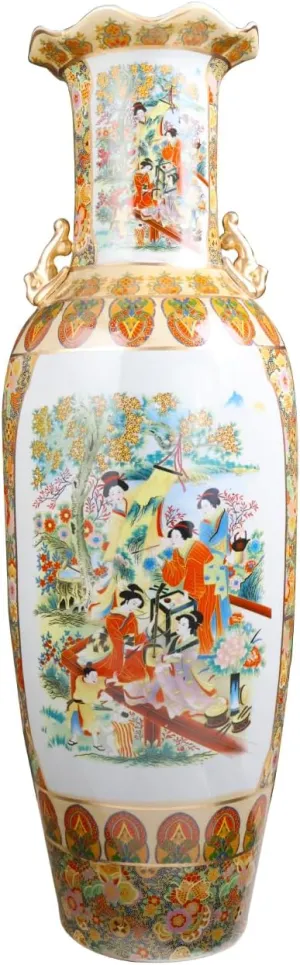 Oriental Furniture Warehouse Large Vase in Chinese Floral Design in 42"
