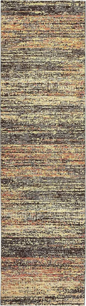 Oriental Weavers Atlas Area Rug - 8037C - 2'6" x 12' - in Gold/Charcoal - Modern Abstract Style, Stain Resistant, Family and Pet Friendly, Entryway, Hallway Runner Rug