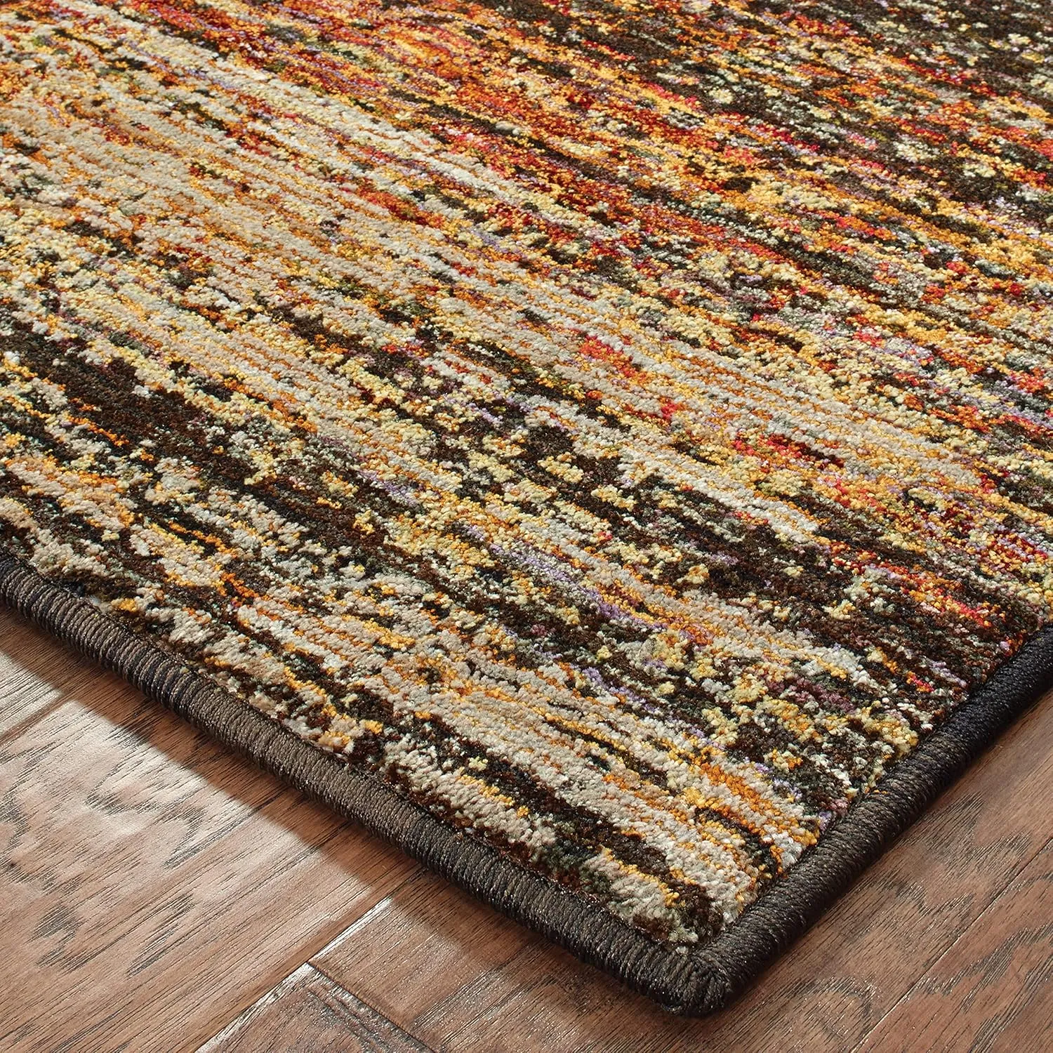 Oriental Weavers Atlas Area Rug - 8037C - 2'6" x 12' - in Gold/Charcoal - Modern Abstract Style, Stain Resistant, Family and Pet Friendly, Entryway, Hallway Runner Rug