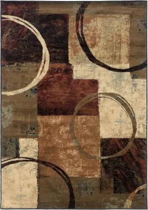 Oriental Weavers Hudson Area Rug - 2544B - 6'7" x 9'6" - in Brown/Black - Modern Style, Stain Resistant, Family and Pet Friendly, Dining, Living Room Rug