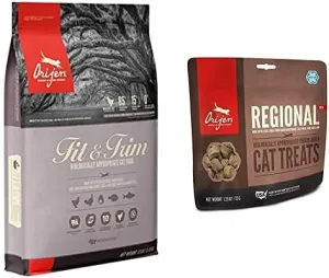 Orijen® Dry Cat Food, Support Healthy Weight, Grain Free, Fresh & Raw Animal Ingredients, Fit & Trim 12lb Freeze Dried Cat Treats, Regional Red, 1.25oz