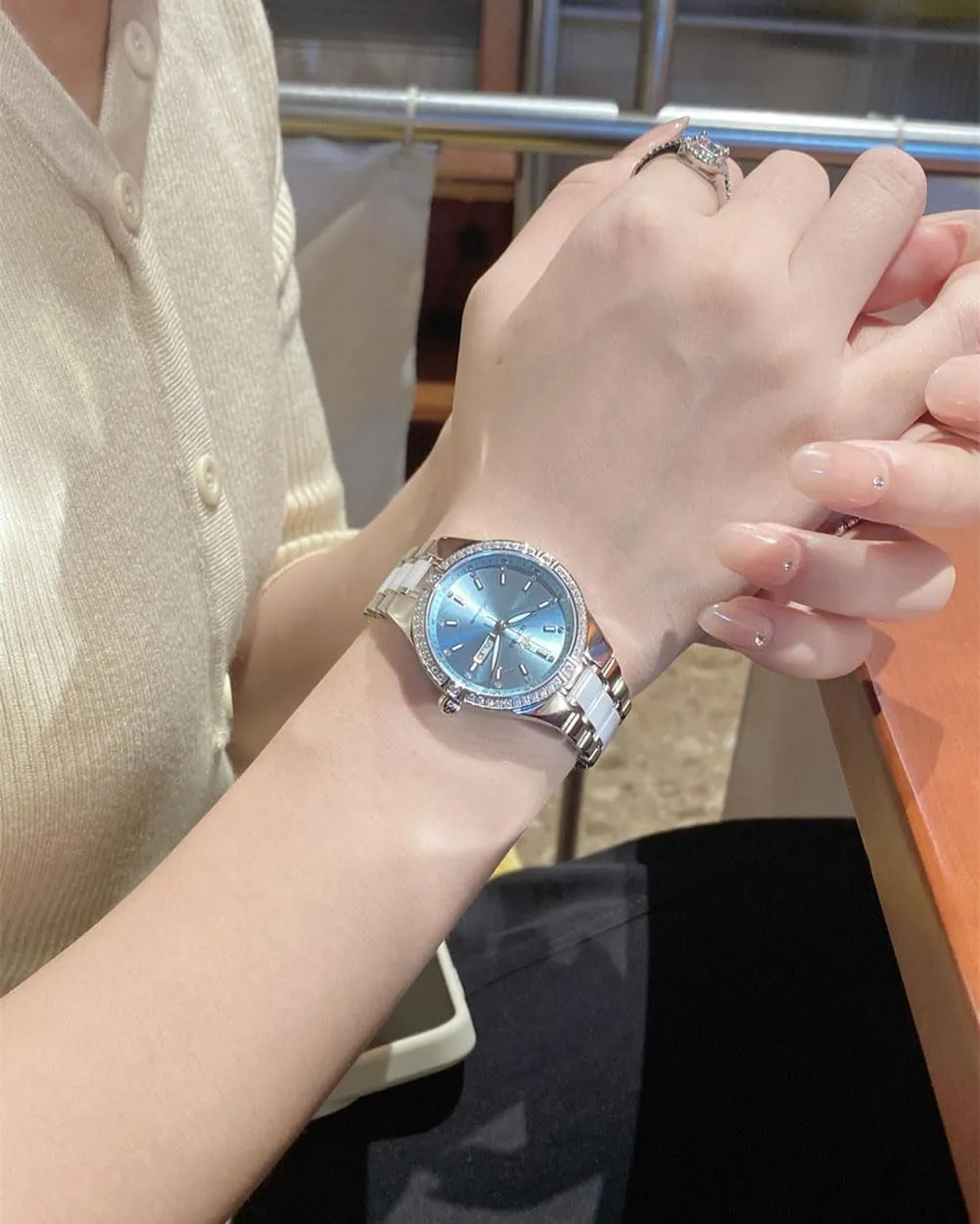 OUPINKE Women Automatic Watches Colorful Diamond Elegant Luxury Dress Ladies Rose Gold Mechanical Sapphire Crystal Wrist Watch