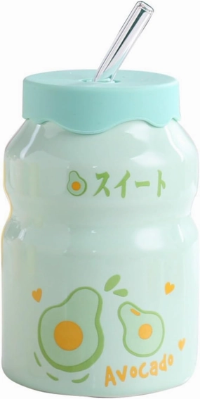 Outdoor Kettle Water Bottle Milk Juice Bottle With Straw Cute Cups With Lid And Straw Ceramic Mug With Silicone Lid Cute Sports