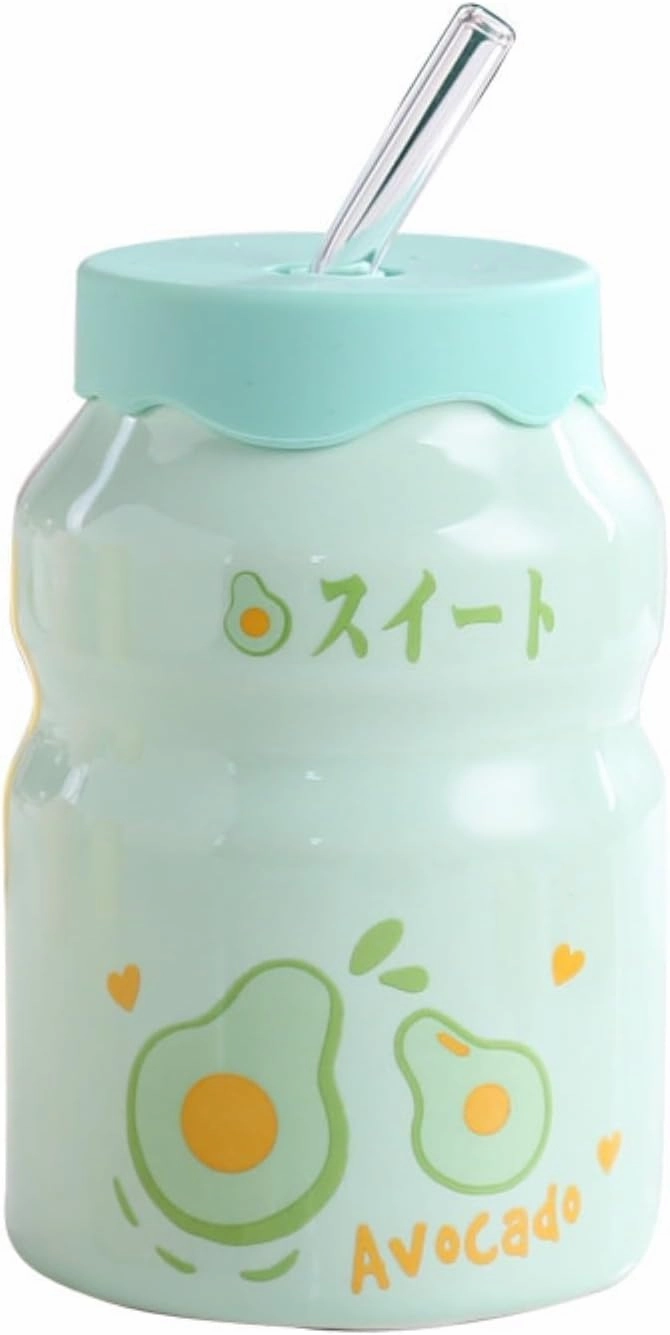 Outdoor Kettle Water Bottle Milk Juice Bottle With Straw Cute Cups With Lid And Straw Ceramic Mug With Silicone Lid Cute Sports
