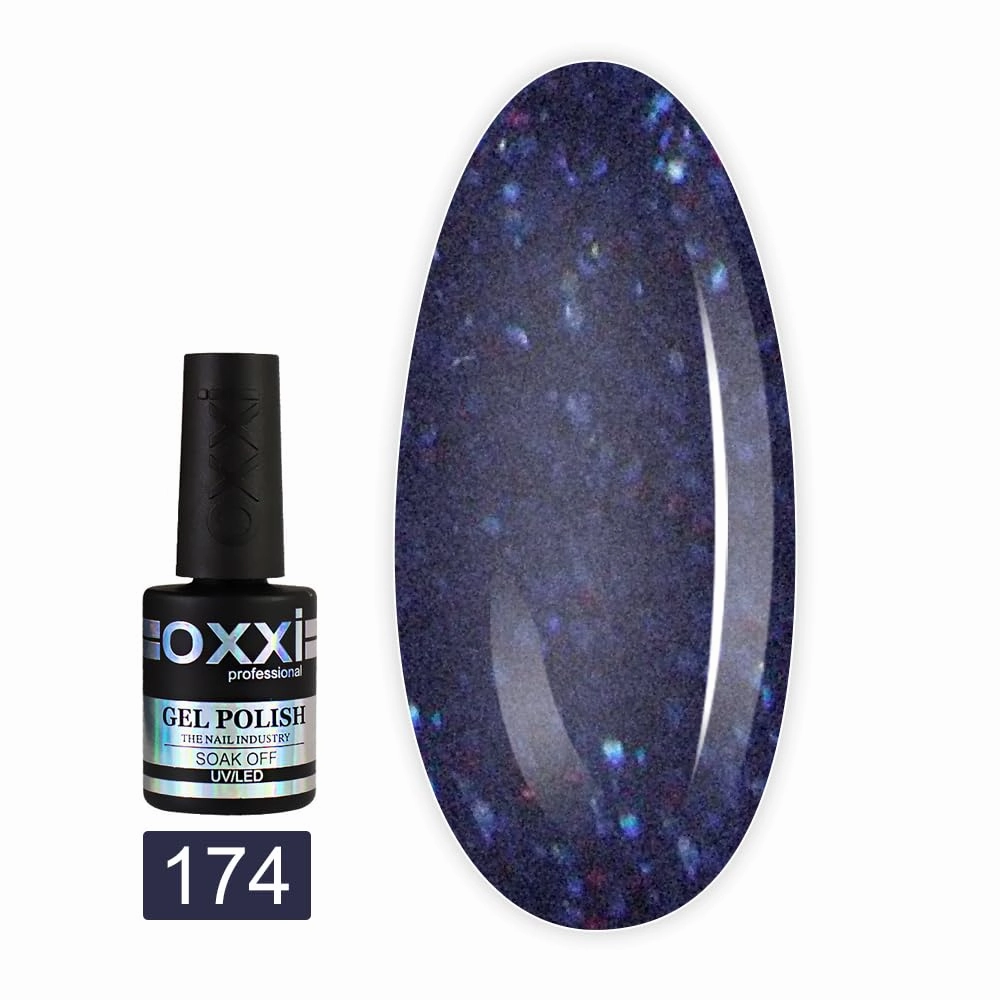 Oxxi Professional Gel Color 10ml. Part 4 (171-250) Nail Polish French Red, Beige, Pink Enamel, Sparkles Glitter Led Uv Soak Off, Nail Art Diy, Home manicure (Gel Polish 174 (violet-blue, microshine))