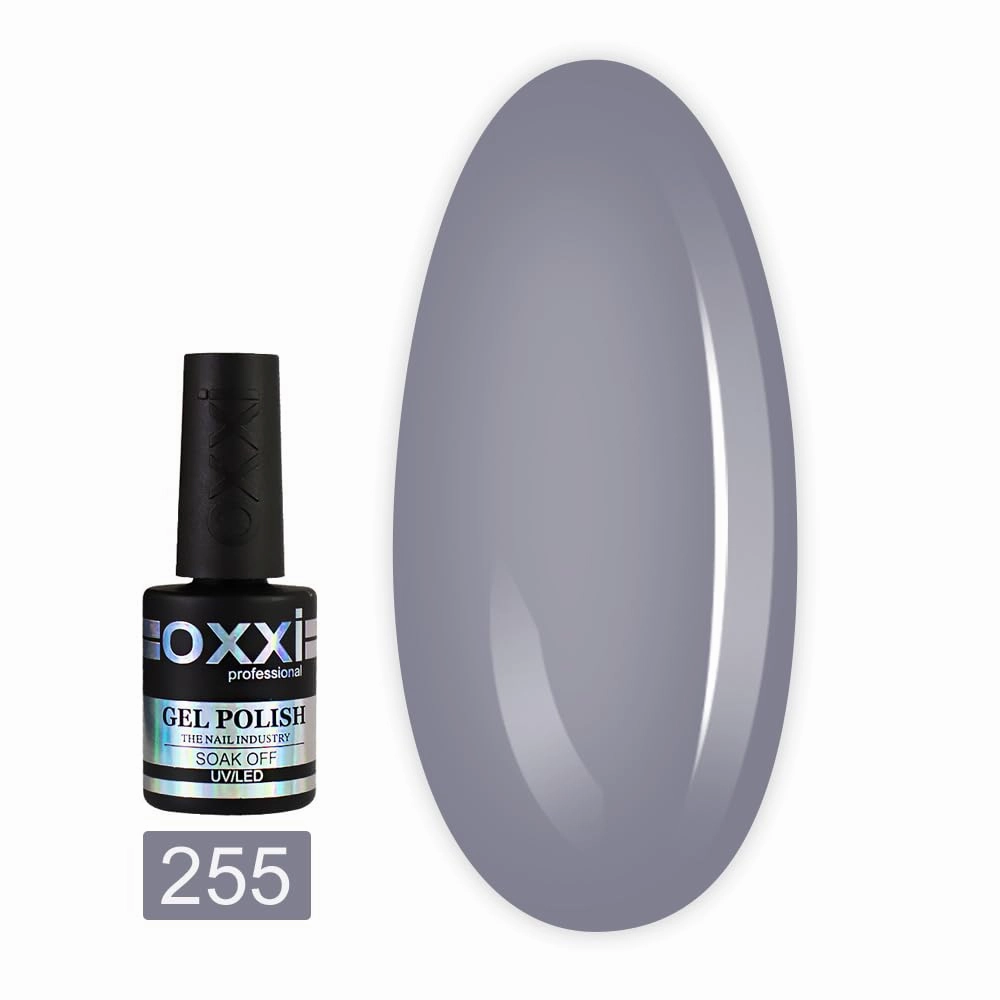 Oxxi Professional Gel Color 10ml. Part 5 (251-295) Nail Polish French, Red, Blue, Green, Neon, Pink, Glitter Led Uv Soak Off, Nail Art Diy, Home manicure (Gel Polish 255 (light violet-gray))