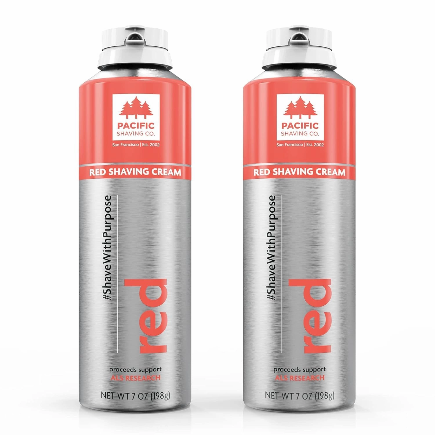 Pacific Shaving Company RED Shaving Cream - Shave with Purpose - Safe & Natural Ingredients, Cruelty Free, Made in the USA - Pack of 2 (7 oz each)