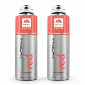 Pacific Shaving Company RED Shaving Cream - Shave with Purpose - Safe & Natural Ingredients, Cruelty Free, Made in the USA - Pack of 2 (7 oz each)