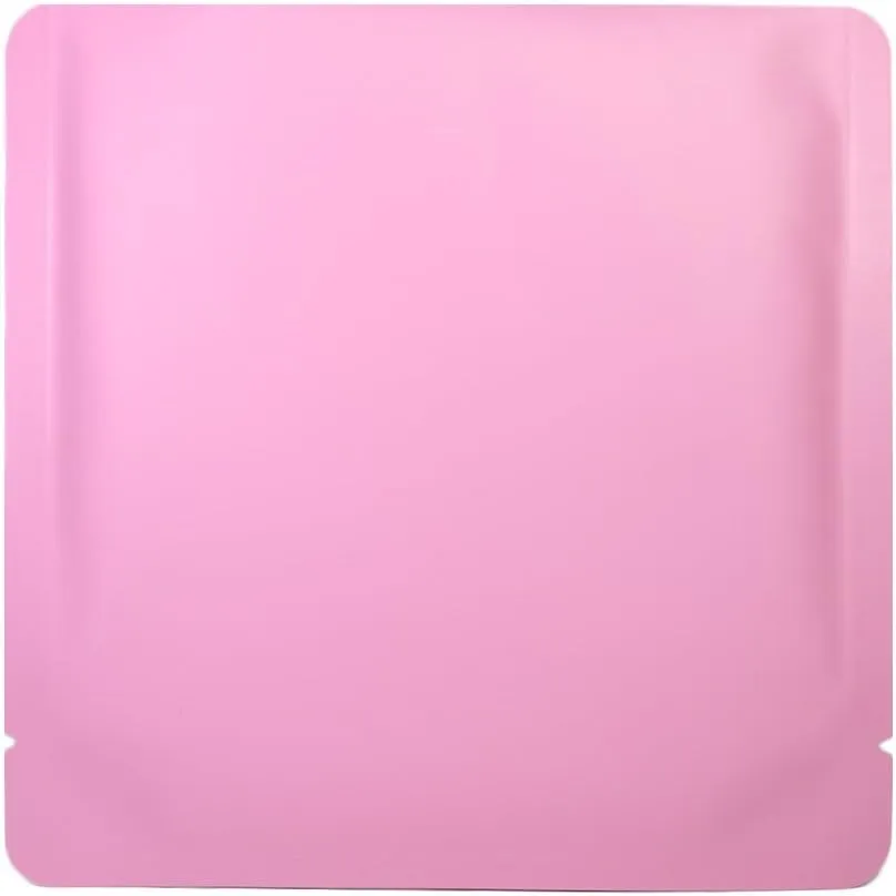 Pack of 100 Bottom Filled Aluminum Mylar Food Coffee Tea Square Packaging Bags (5.9" x 5.9", Matte Pink)