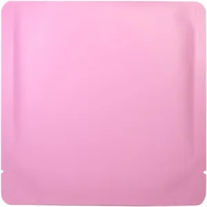 Pack of 100 Bottom Filled Aluminum Mylar Food Coffee Tea Square Packaging Bags (5.9" x 5.9", Matte Pink)
