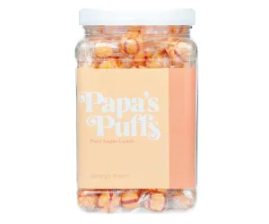 Papa's Puffs Georgia Peach Flavored Pure Sugar Candy - Individually Wrapped in Resealable Tub - Fat-Free, Gluten-Free, Cholesterol-Free - Manufactured in the USA