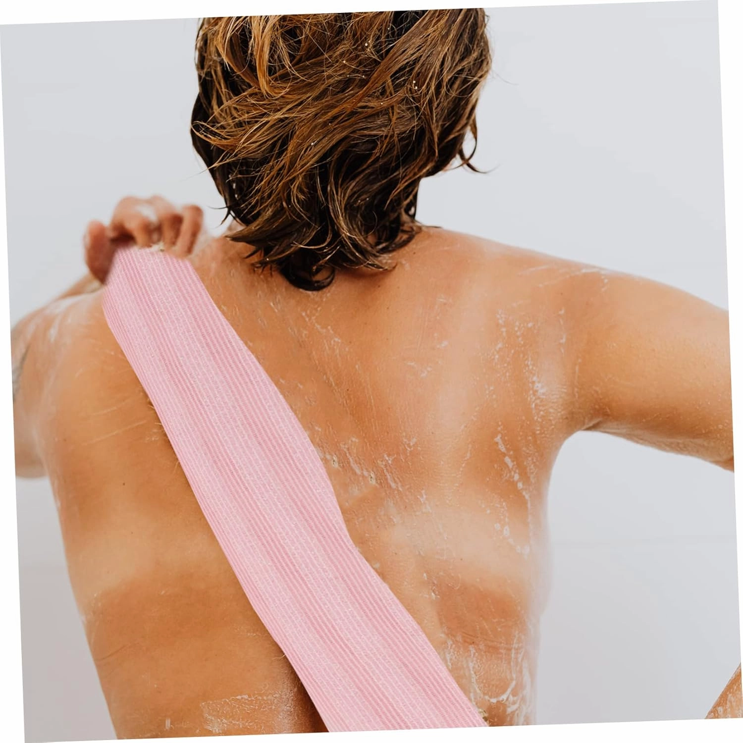 PartyKindom 3pcs Bath Towel Bath Towel Gentle Handheld Body Loofah Scrubber Exfoliating Sponge Towels Cleansing Mud Scrub Towel Shower Towel Exfoliating Towel Make Pink Polyester