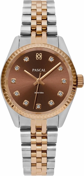 PASCAL Timeless Classic Diamond Stainless Steel Watch for Men and Women, Swiss Quartz Movement, Luxury Silver & Rose Gold Wrist Watch, Sapphire Crystal 10ATM Waterproof, 31mm / 36mm
