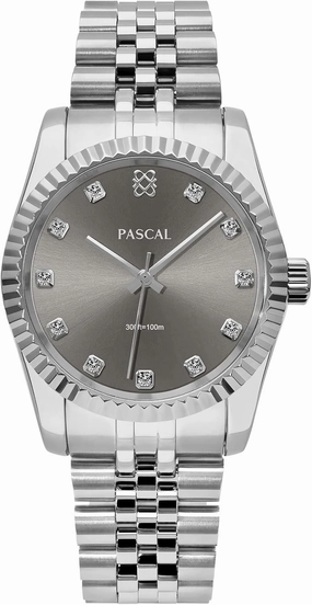PASCAL Timeless Classic Diamond Stainless Steel Watch for Men and Women, Swiss Quartz Movement, Luxury Silver & Rose Gold Wrist Watch, Sapphire Crystal 10ATM Waterproof, 31mm / 36mm