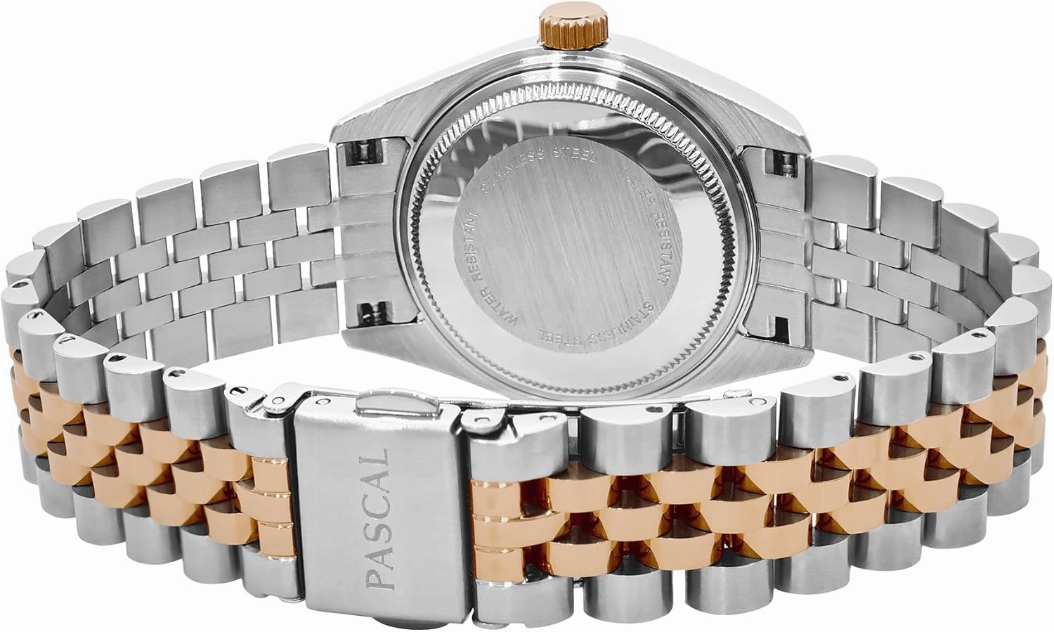 PASCAL Timeless Classic Diamond Stainless Steel Watch for Men and Women, Swiss Quartz Movement, Luxury Silver & Rose Gold Wrist Watch, Sapphire Crystal 10ATM Waterproof, 31mm / 36mm